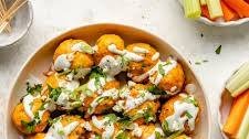 Buffalo Chicken Meatballs with Bleu Cheese Yogurt Dip Thumbnail