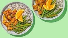 Sesame Orange Tofu with Roasted Green Beans & Sticky Rice Thumbnail