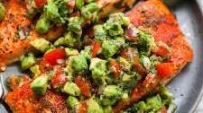 Baked Cilantro Lime Salmon with Avocado Salsa Thumbnail