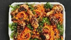 Smoky bbq drumsticks and carrot noodle salad Thumbnail