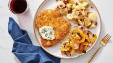 Pork Schnitzel & Pancetta-Potato Salad with Baked Squash & Apple Thumbnail