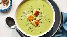 Broccoli-Parmesan Soup with Grilled Cheese Croutons Thumbnail