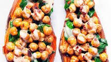 Chickpea Spinach Stuffed Sweet Potatoes Thumbnail