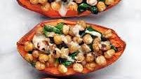 Chickpea Spinach Stuffed Sweet Potatoes Thumbnail