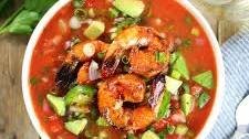 Classic Gazpacho with Spicy Grilled Shrimp Thumbnail