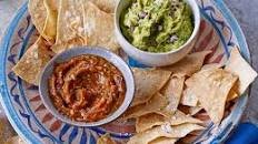 Homemade tortilla chips with guacamole & charred tomato salsa Thumbnail