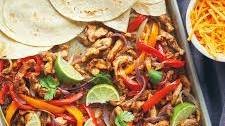 One-Pan Chicken and Vegetable Fajitas with guacamole and queso fresco Thumbnail