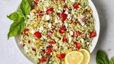 Pesto Rice Salad Recipe Thumbnail