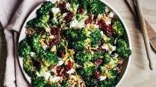 Roasted Broccoli Salad with Farro, Chèvre and Cranberries Thumbnail