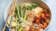 Asparagus, salmon & squash rice bowl Thumbnail