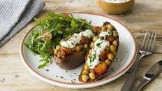 Superhero Chickpea Sweet Potatoes with Crème Fraîche Thumbnail