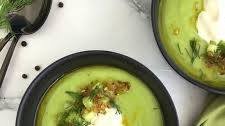 Chilled avocado soup with crunchy garlic oil - Ottolenghi Thumbnail