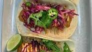 Beer and Vodka Battered Cod Fish Tacos with Chili-Lime Crema and Red Cabbage Slaw Thumbnail