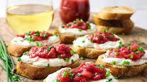 Whipped Goat Cheese and Rhubarb Crostini Thumbnail