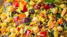 Moroccan Couscous with Roasted Vegetables, Chick Peas and Almonds Thumbnail