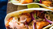 Spicy Shrimp Tacos with Cilantro Slaw and Sriracha Sauce Thumbnail