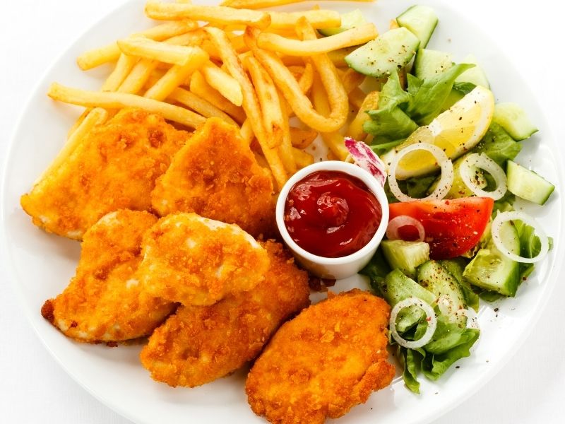 chicken nugget french fies vegetables