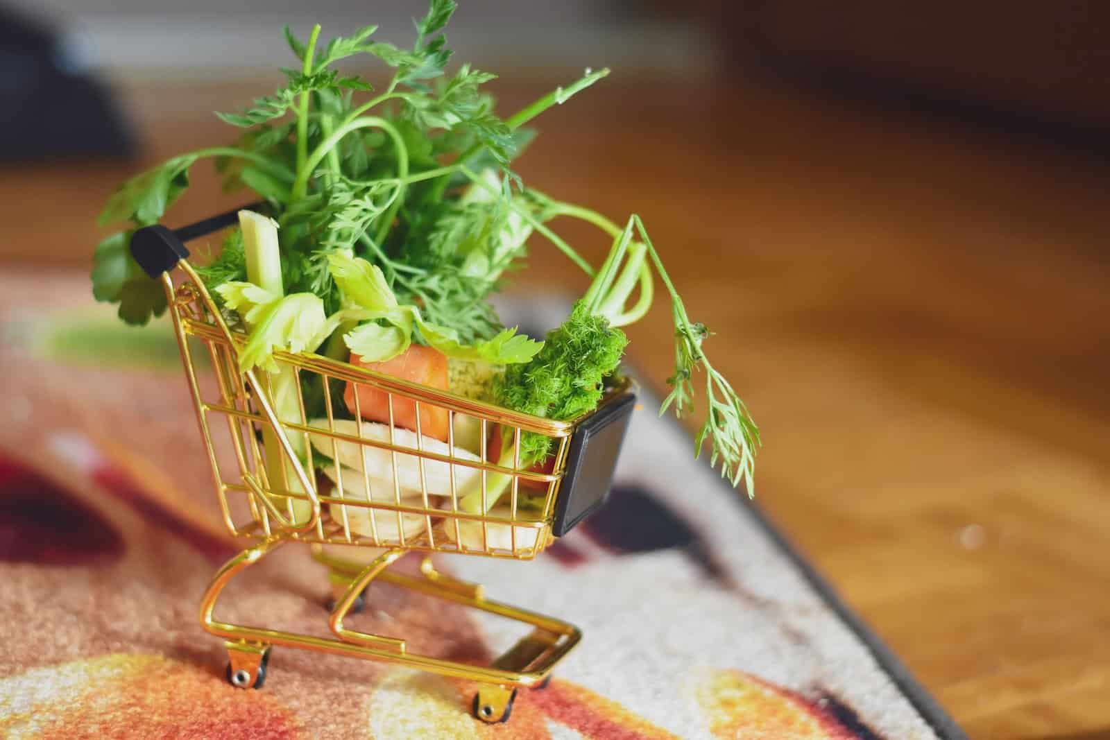 green leaves on shopping cart