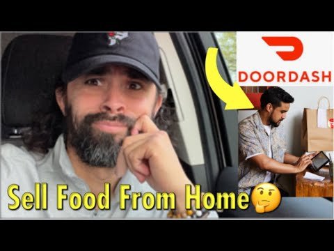 A man with a beard and cap sitting in a car, contemplating food delivery from home, with a DoorDash logo in the background.