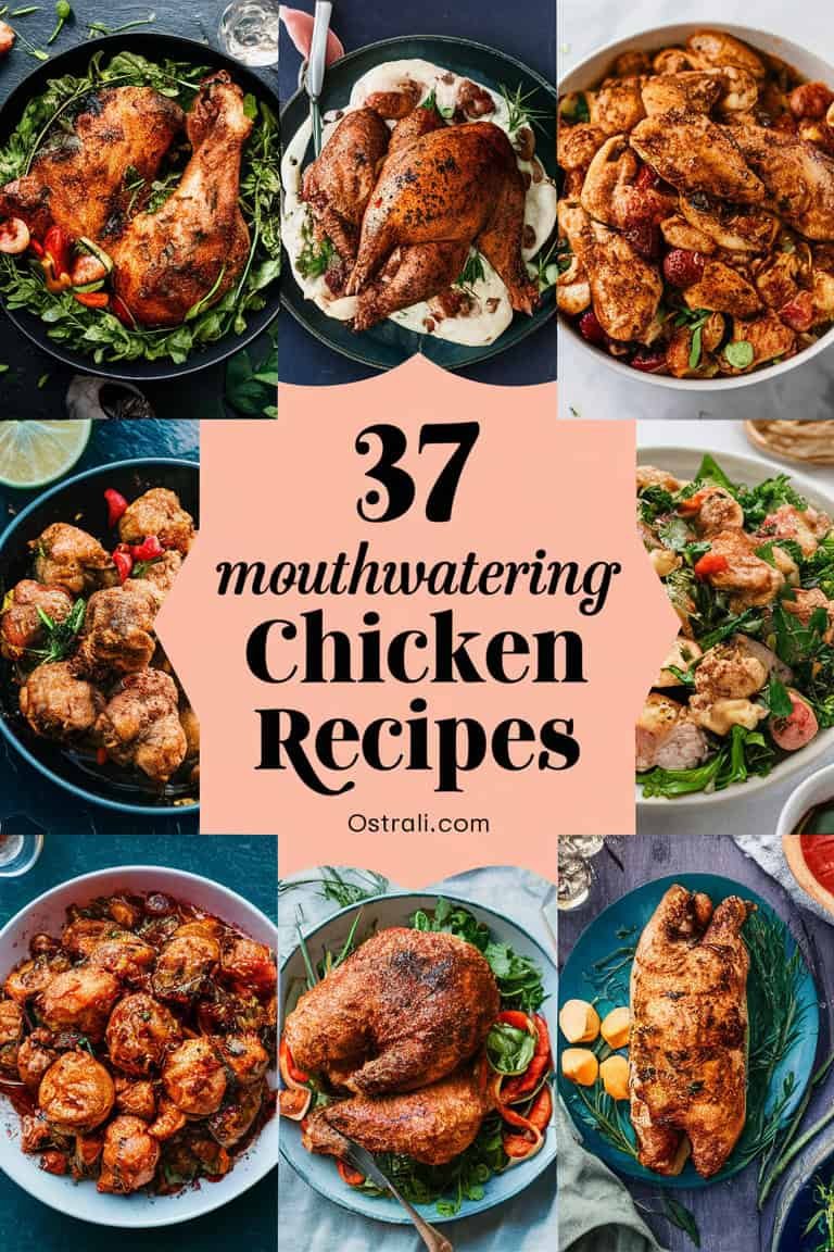 Collage of delicious chicken dishes featuring 37 mouthwatering chicken recipes, showcasing a variety of cooking styles and flavors, perfect for meal inspiration.