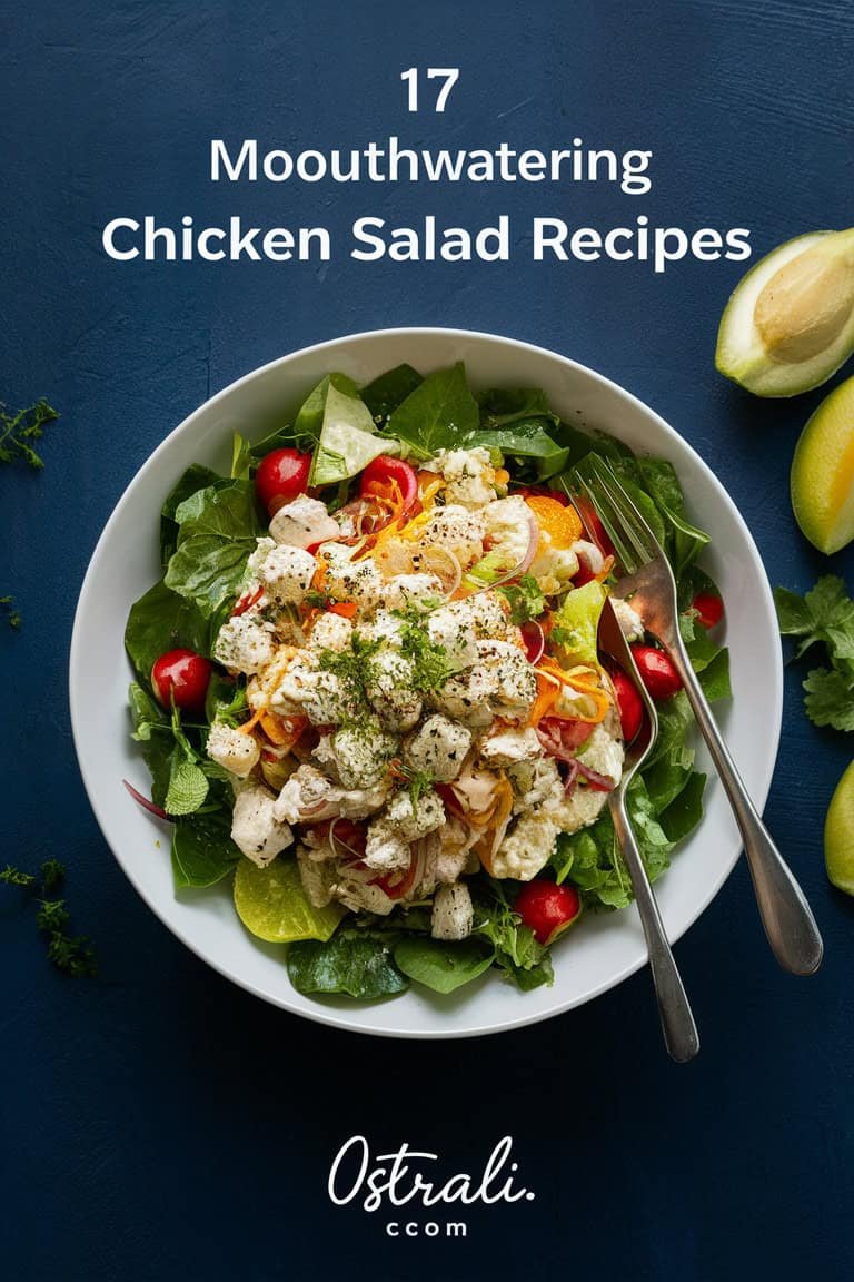 Delicious chicken salad served on a bed of fresh greens, topped with cherry tomatoes and a creamy dressing, ideal for healthy meal options.