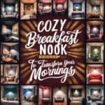 Collage of cozy breakfast nook designs featuring various seating arrangements and decor styles to enhance morning routines. Ideal for inspiring home interior ideas and creating inviting dining spaces.