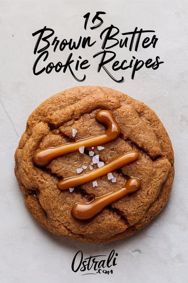 Close-up of a delicious peanut butter cookie topped with drizzled peanut butter and a sprinkle of sea salt, with text overlay promoting peanut butter cookie recipes.