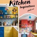 Colorful kitchen design inspirations featuring vibrant blue and yellow cabinetry, decorative tiles, and playful decor elements. Ideal for modern home renovation ideas.