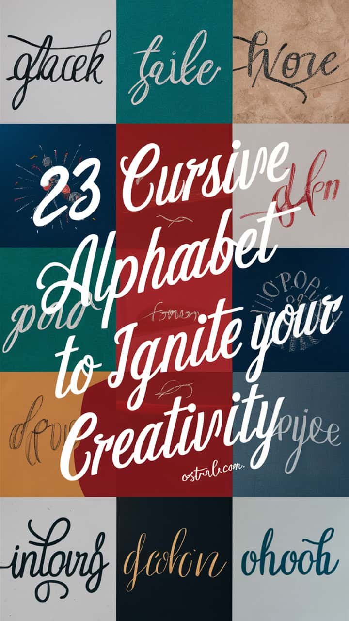 Cursive alphabet styles showcasing 23 unique letters designed to inspire creativity in writing and art.