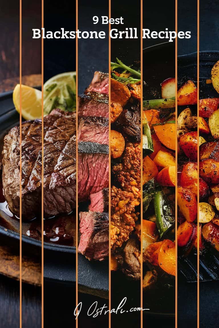 Succulent grilled meats and vibrant roasted vegetables arranged on a dark plate, showcasing a variety of textures and colors, perfect for a hearty meal.