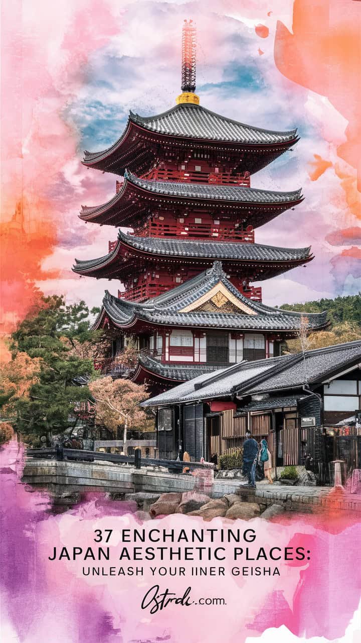 Traditional Japanese pagoda surrounded by autumn foliage and historical buildings, showcasing vibrant colors and cultural architecture.