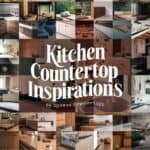 Collage of stylish kitchen countertop designs showcasing various materials and styles, with the text "Kitchen Countertop Inspirations" prominently displayed.