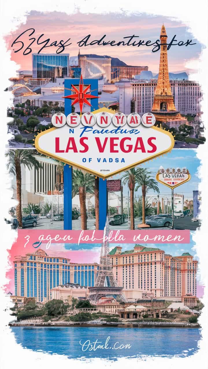 Colorful vintage Las Vegas postcard featuring iconic landmarks, palm trees, and the phrase "Nevada Las Vegas" at the top, capturing the vibrant essence of the city.