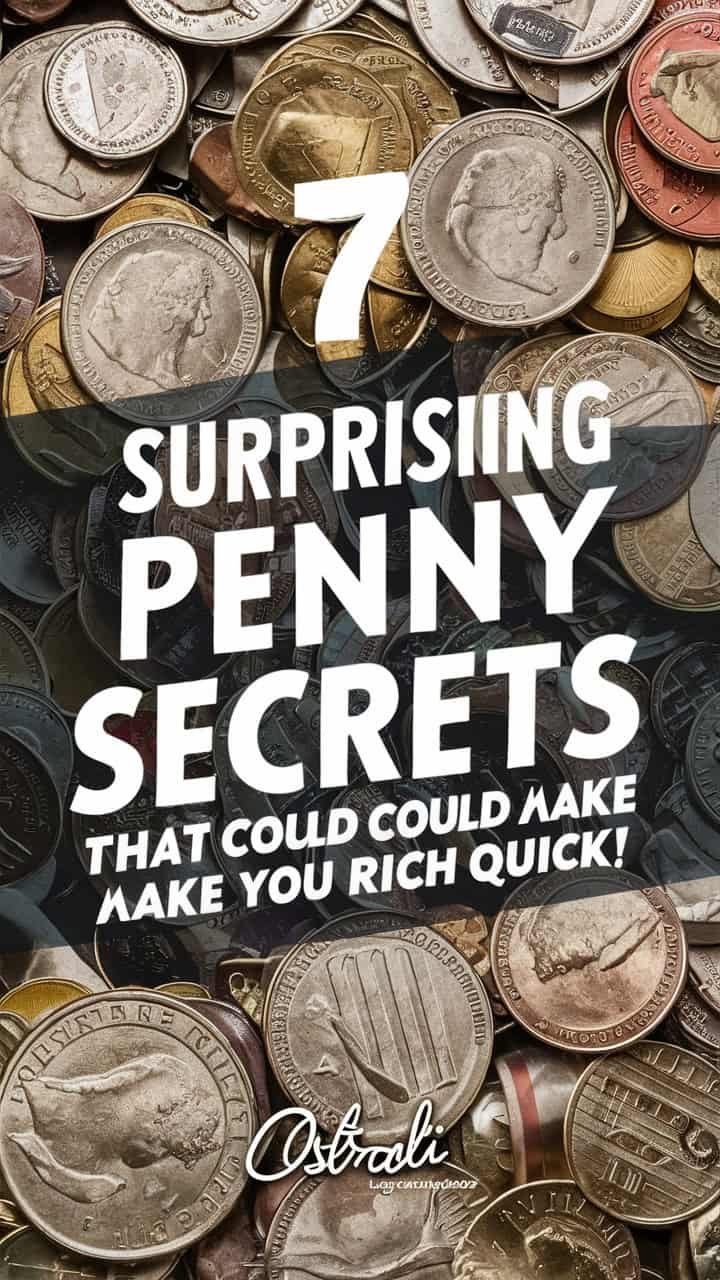 Text overlay on a background of various coins, highlighting surprising secrets about making money quickly from pennies.