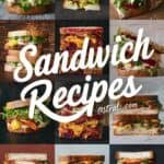 A collage of delicious sandwich recipes featuring various ingredients and styles, showcasing creative and appetizing sandwich ideas for meal inspiration.