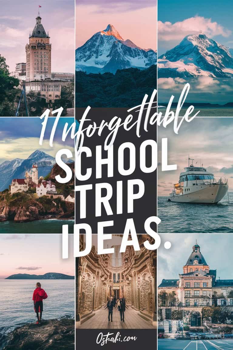 Collage of scenic locations showcasing 11 unforgettable school trip ideas, featuring landmarks, nature, and cultural experiences.