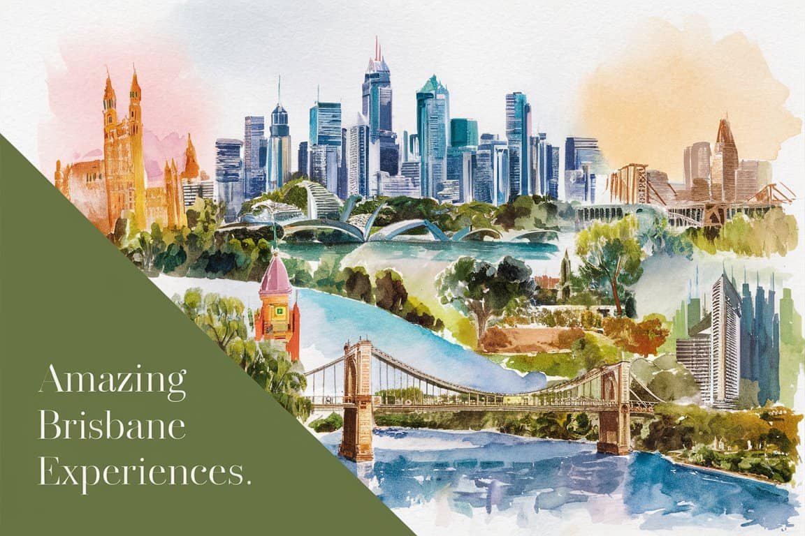 Colorful watercolor illustration of a city skyline featuring modern skyscrapers, lush parks, and a river, highlighting urban landscapes and vibrant city life.