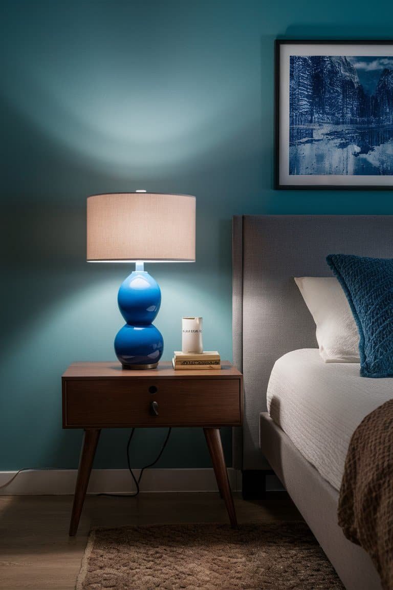 Mid-Century Modern Blue Lamp