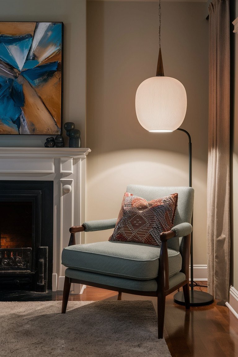 Glass Pendant Lamp Above a Reading Chair Glass Pendant Lamp Above a Reading Chair