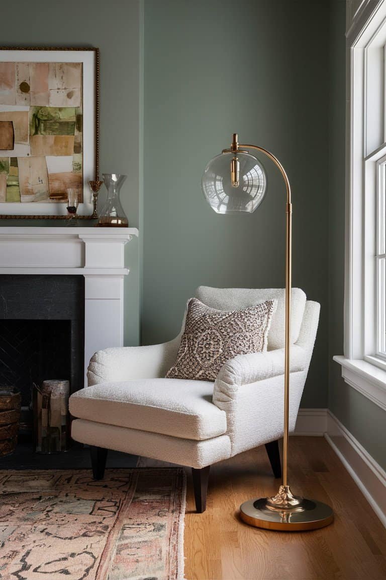 Glass Floor Lamp with a Comfy Armchair Glass Floor Lamp with a Comfy Armchair