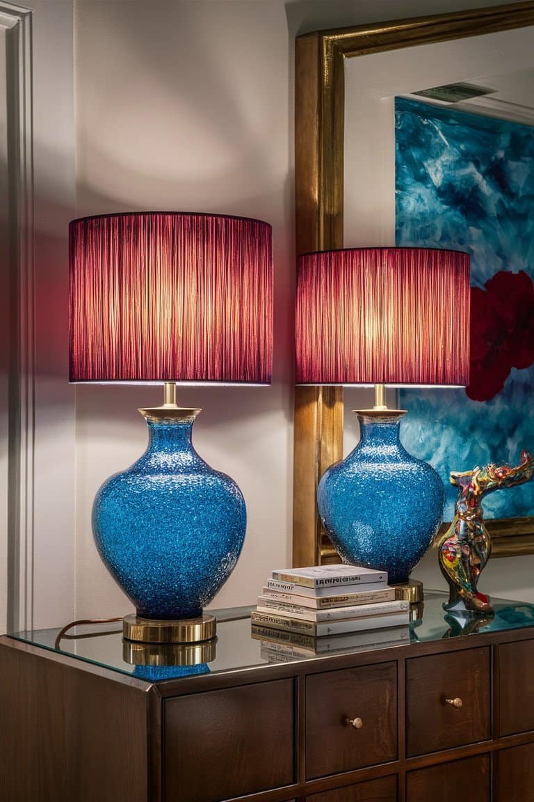 Glittering Glass Lamps with Colorful Shades Glittering Glass Lamps with Colorful Shades