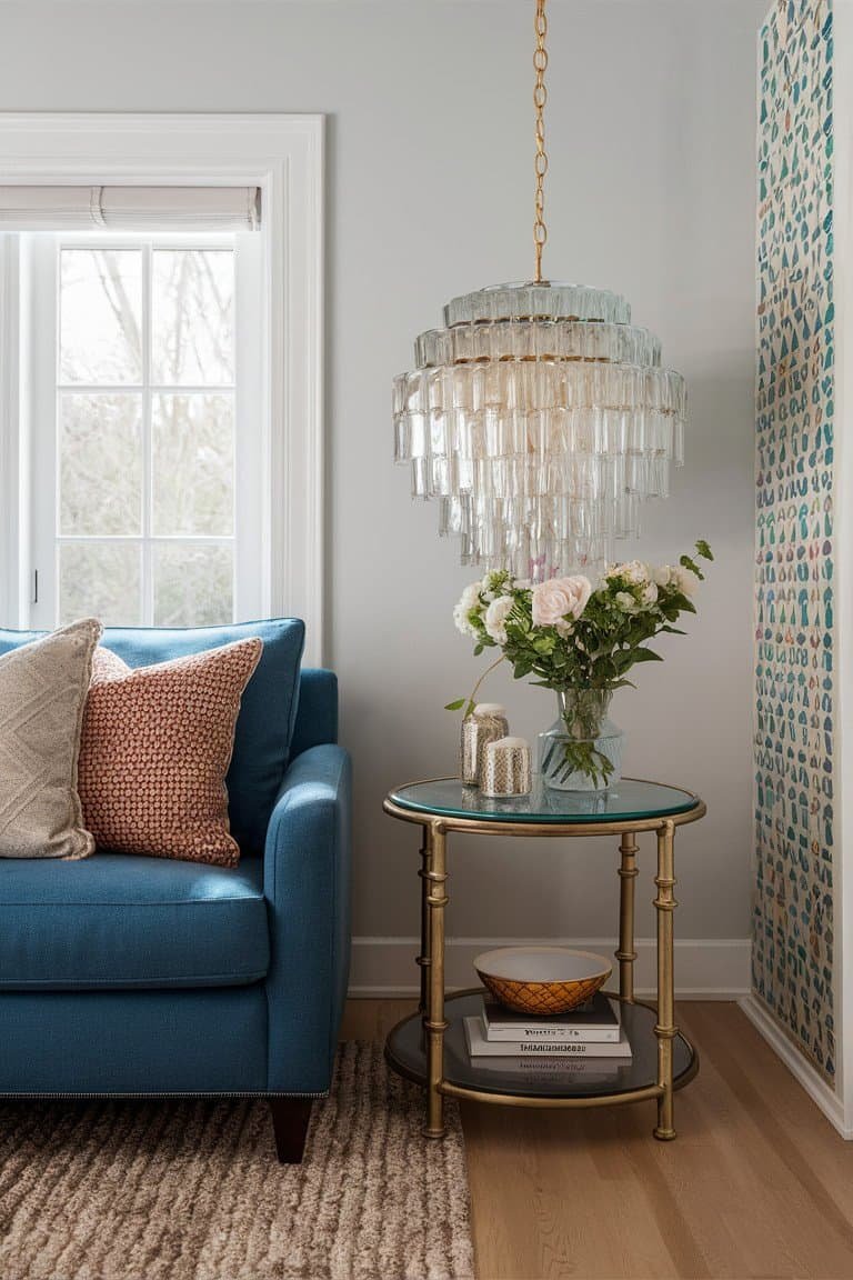 Charming Side Table Display with Glass Accents