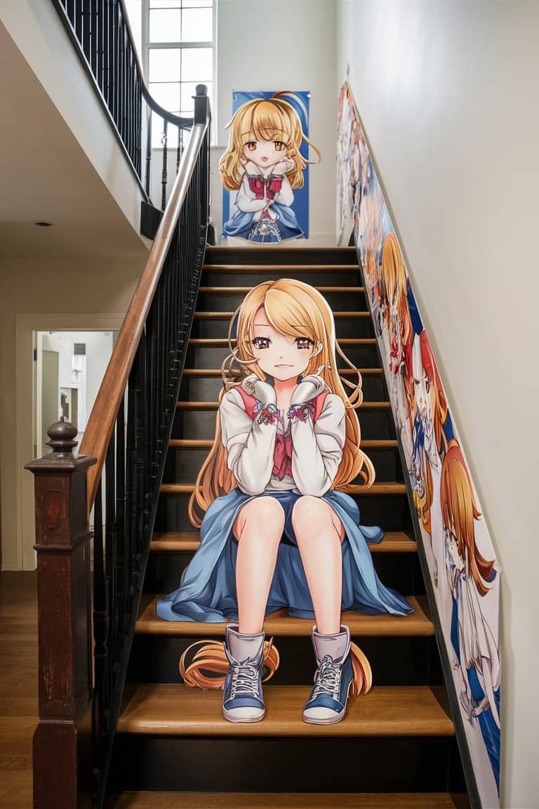 Anime-Themed Stairway Banners