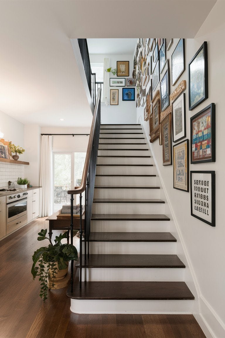 Gallery Wall Along the Stairs