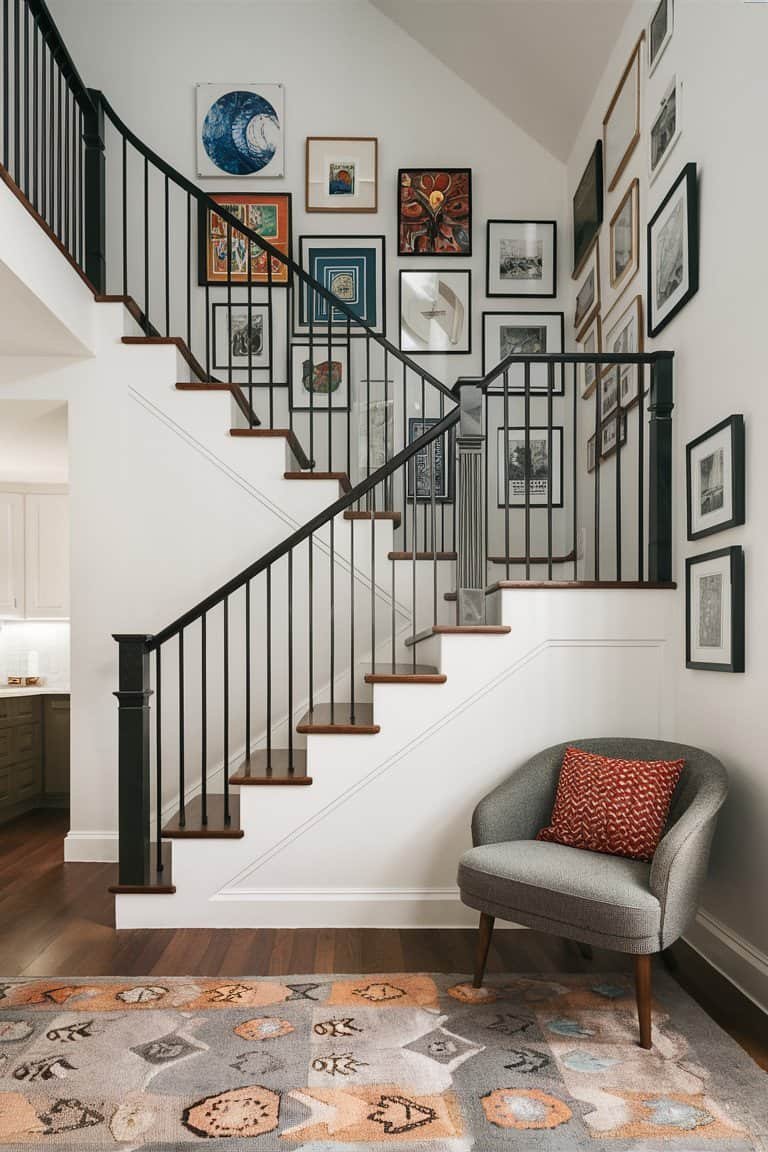 Gallery Wall Along the Stairs