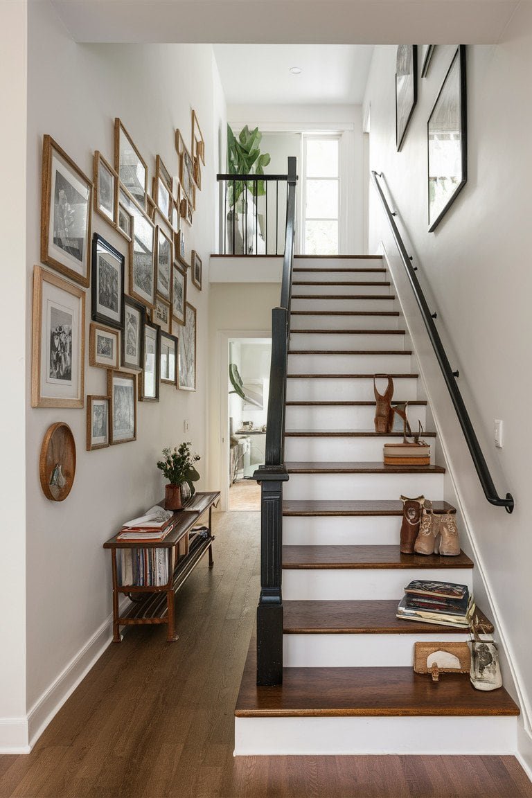 Gallery Wall Along the Stairs