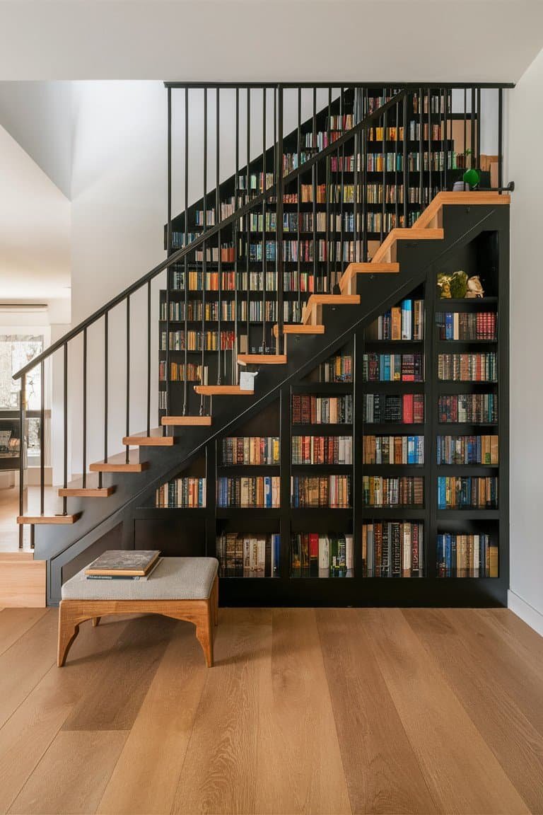 Unique Staircase Bookshelves