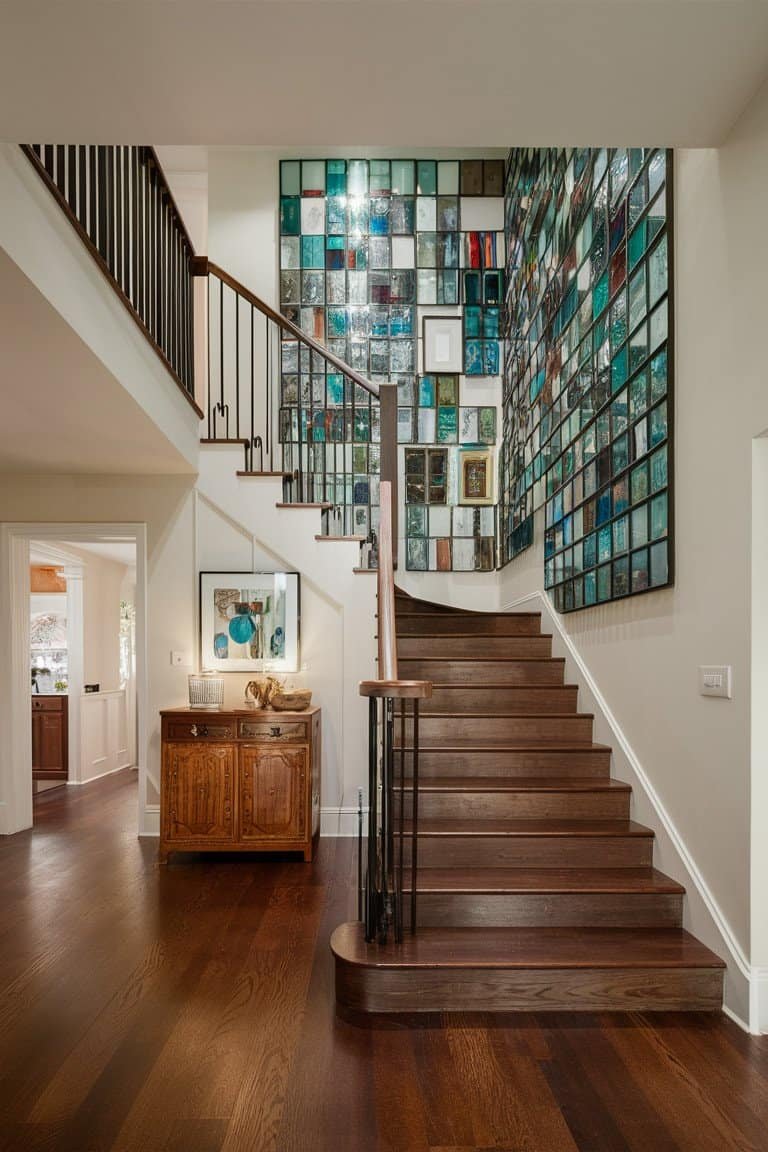 Glass Artwork on the Staircase Wall