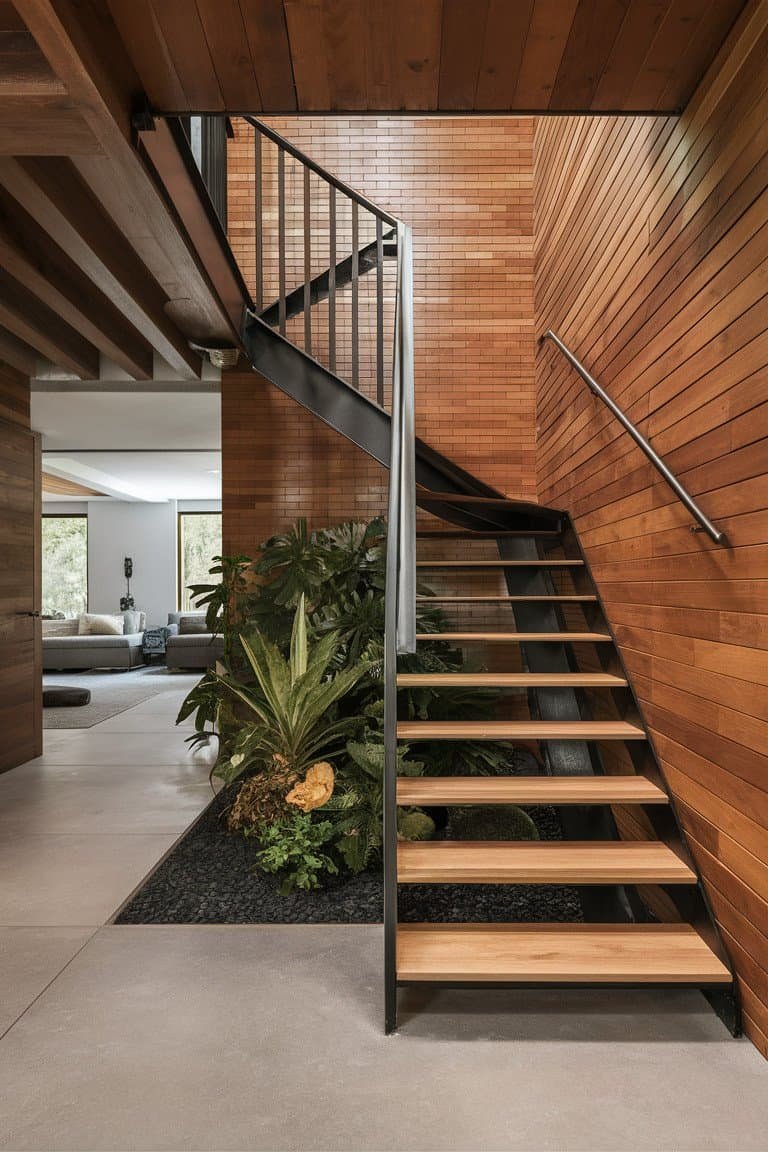 Metal and Wood Combination Stairs