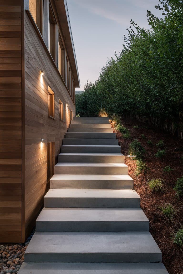 Concrete Steps with Built-in Lighting